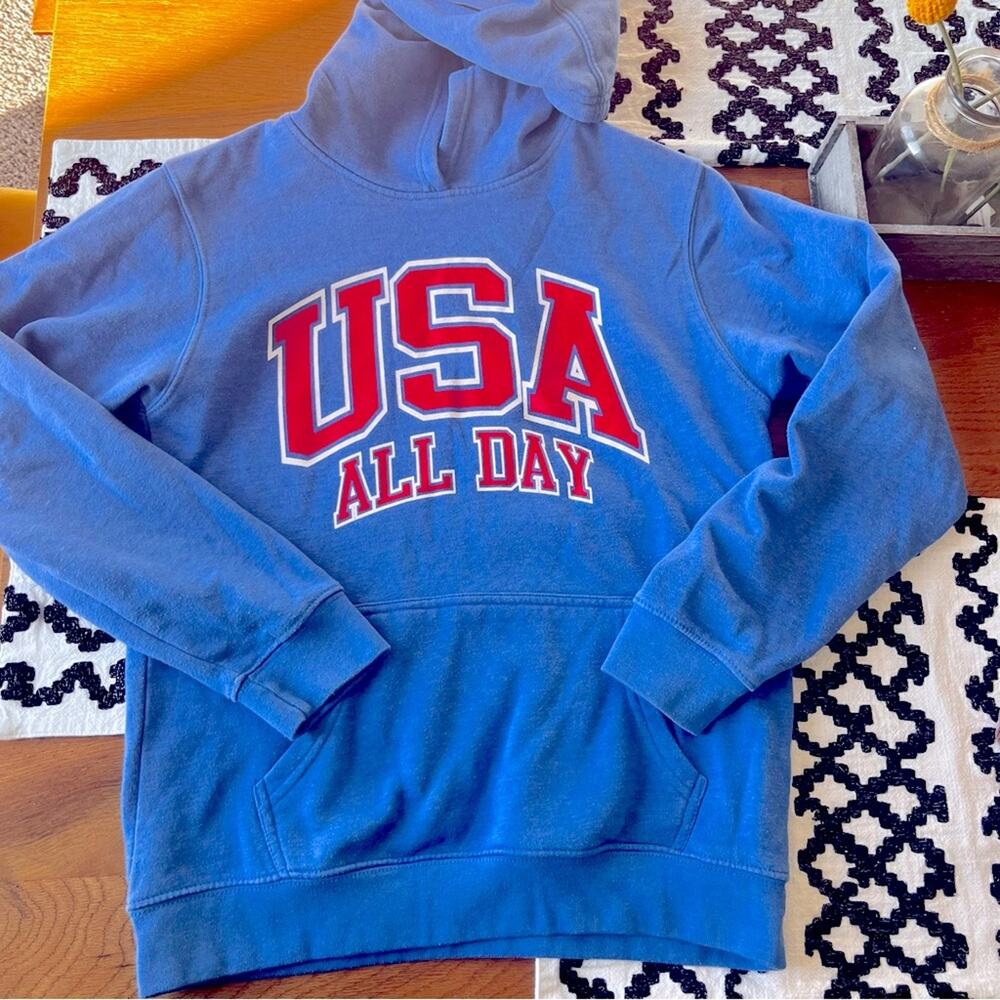 PILLING District Fleece USA All Day Hoodie Sweatshirt kids size large L